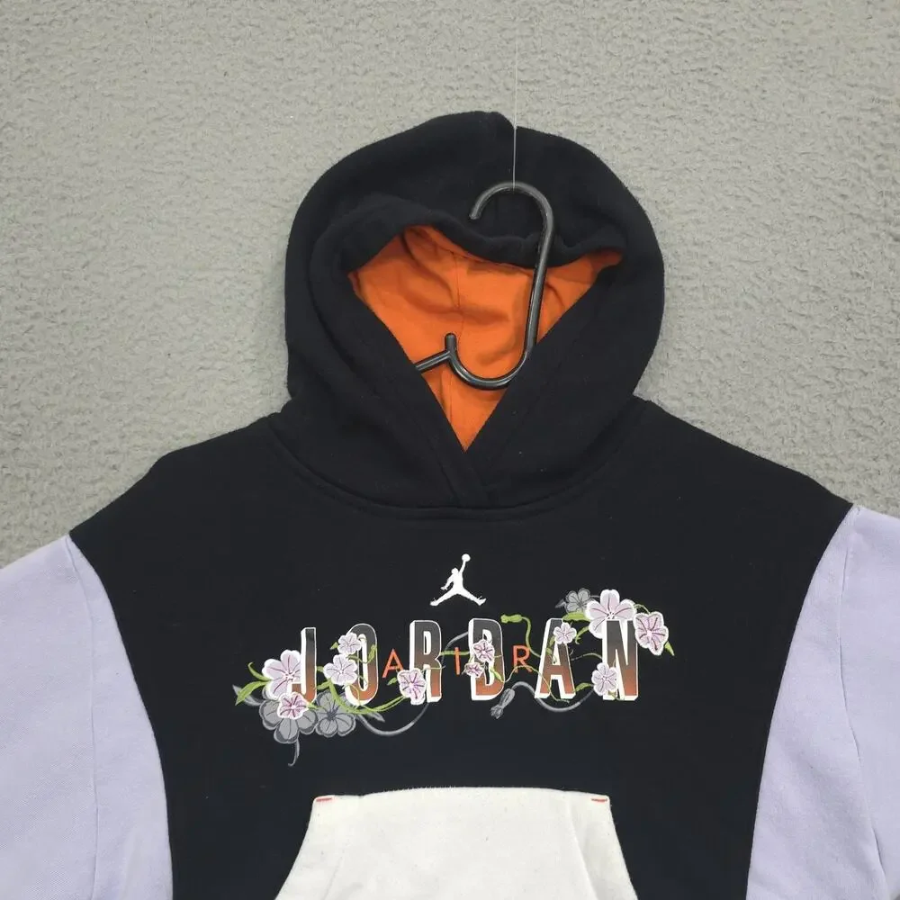 Nike Air Jordan Hoodie Girls Medium 10-12 Air Garden Pullover 45C021-023 Black